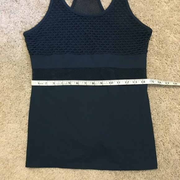 90 Degree By Reflex Dark Blue Turquoise Racerback Mesh Yoga Tank - Picture 11 of 13